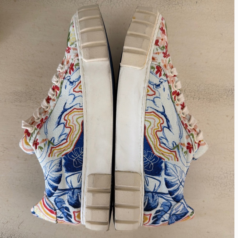 Farm Rio Women Sz 10 Tropical Floral Bird Canvas Platform Sneakers Multicolor - Picture 7 of 11